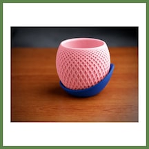 Bezos 3d Baskı Küre Saksı - Kafes Dokulu İki Parçalı Dekoratif Saksı - Pembe-mavi Hb006 95046507