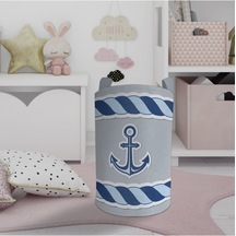 Mekta Home Bebek Ve Çocuk Odası Mavi Çapa Desenli Oyuncak Sepeti Renkli Çok Renkli