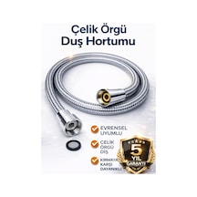 150 Cm Çelik Örgülü Duş Hortumu 1/2 Bağlantı 360 Kırılmaz Paslanmaz Gri