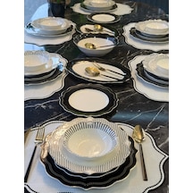 24 Parça 6 Kişilik Porselen Black Royal Porselen Yemek Takımı-4761 Siyah
