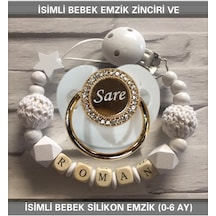 Sahi Aksesuar İsimli Bebek Emzik Zinciri ve Bebek Silikon Emzik BEZYI237 Mavi