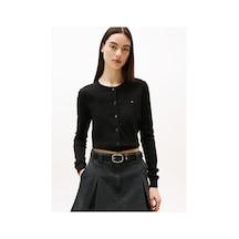 Tommy Jeans Yuvarlak Yaka Standart Nakışlı Siyah Kazak Kadın Dw0dw20976bds Siyah
