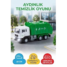 Işıklı Ve Sesli Çek Bırak Mekanizmalı 15 Cm Geri Dönüşüm Kamyonu Atık Kamyonu Oyuncak