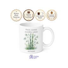 Bambu Temalı Özel Tasarım Baskılı Kupa Bardak Doğa Hediye Porselen Mug Beyaz / Çok Renkli