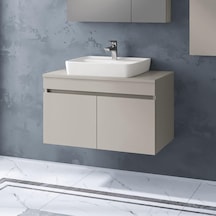 Denko Etna 80 Cm Mdf Kül Gri Banyo Dolabı Alt Modül, Lavabo Gri