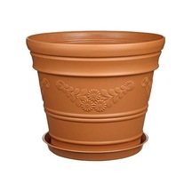 Kahverengi Antik Papatya Desenli Saksı 12 Litre Kahverengi