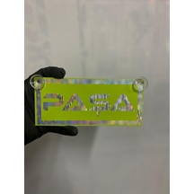 Yeşil Renk Üzeri Hologram Renk Paşa Yazılı Vantuzlu Cam Süsü