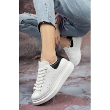 Erceka Günlük Sneaker Kadın Spor Ayakkabı Bağcıklı Beyaz-siyah-mavi-gümüş-gold-sarı Beyazsiyah