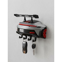 Gt3 Rs Tasarımlı Duvar Anahtarlığı - Spor Araba Modeli 5 Askılı Dekoratif Anahtar Standı