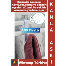 Askı Montajsız Çok Amaçlı Küçük Eşya Havlu Çanta Mutfak Banyo Abs Sert Plastik Kanca Askı 4 Adet