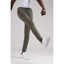 Fbı Jeans Dar Ve Lastikli Paça Beli İplikli Kanvas Kumaş Slimfit Jogger Pantolon 001