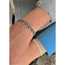 Kazzaze Gümüş Kazaziye Çapraz Örgü Bileklik