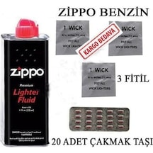 Zippo Benzin + 3 Adet Fitil + 20Li Alfa Çakmak Taşı Süper