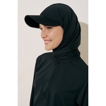 Manuka Cap Şapkalı Mayo Şal Siyah Siyah