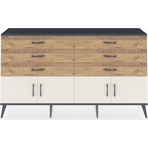 Arges Konsol 2 Raflı 6 Çekmeceli 4 Kapaklı 176x30x99 Antrasit-ayt Antrasit-aytaşı/çam