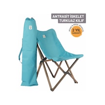 Bag The Joy Ahşap Antrasit İskelet - Turkuaz Kılıf Sandalye Turkuaz