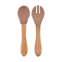 Mey İthalat Mama Kaşığı Ve Çatal Seti Woody Brown Kahverengi