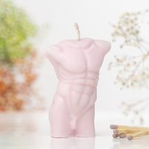 Men Body Temalı Vegan Soya Mum Pembe