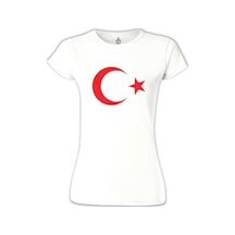 Türk Bayrağı - Ay Yıldız Beyaz Bayan Tshirt