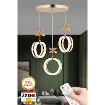 3 Renk Kumandalı 3 Lü Yüzük Led Avize Gold Kasa Modern Ledli Avize Gold - 850437193 Gold - 850437193 Gold