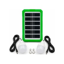 6v 3.5w Solar Panel Sistemli Taşınabilir Aydınlatma Seti 2 Led Ampullü Kamp Lambası