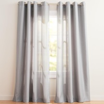 Curtains - Eh8091-03 2-84g Loha Keten Gromet Üst Perde Panel Çifti, 54x84, Güvercin Grisi