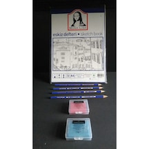 Çizim Defteri 120 Gr 50 Sayfalı A4 Ebatlarında + 4 Adet Dereceli Kalem +2 Adet Hamur Silgi