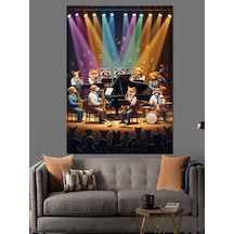 Ahşap Tablo Orkestra Çalan Hayvanlar Grubu Hayvan Tabloları