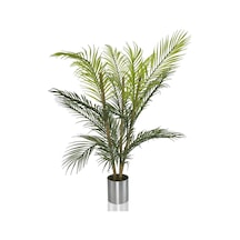 Yapay Çiçek Areka Ağacı Palmiye Ağacı Bambu Saplı Gümüş Saksılı S