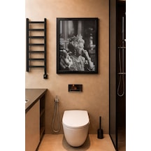 Renkli Çerçeveli Tek Parça Banyo Temalı Yüksek Kalite Uv Basklı Tablo Mdf Siyah