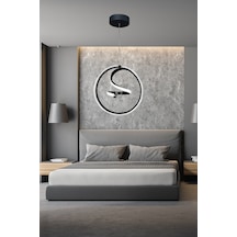 Renkoled Aydınlatma 3 Renk Işıklı Modern Siyah Kasa Sarkıt Led Avize Siyah