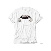 Pug Köpek Beyaz Tişört Beyaz