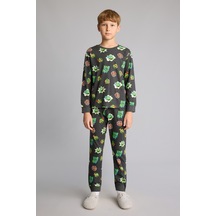 Defacto %100 Pamuk Ninja Turtles Baskılı 2li Pijama Takımı Erkek Çocuk I3396a826wnar221 Antrasit-ar221