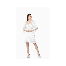 Pierre Cardin 6'lı Ekru Kısa Gecelik Sabahlık Çeyiz Set 6040 Ekru