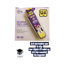 0.9 Mm Kalem Ucu 12 Tüp Her Tüpte 24 Adet Uç 60 Mm Uzunluk Hb Koyuluk Çok Renkli