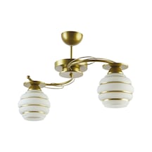 Goldina Modern Salon - Mutfak - Yatak Odası Plofonyer Gold Kasa Simli Camlı Ikili Avize Diğer