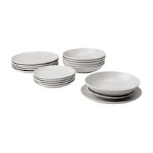 Yemek Takımı, Mat Açık Gri, 18 Parça Gri