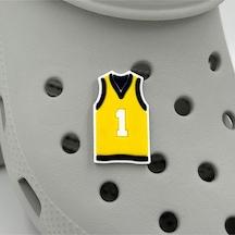 Crocs Terlik Süsü Ve Aksesuarı , Çanta Süsü Jibbitz 3d Basket Forması 04 Figür Logo Aksesuar Lacivert-sarı-beyaz