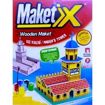 Vıp Maket Boyanabilir Ahşap Kız Kulesi Maketi 6 Renk Akrilik Boya Ahşap Eğitici Oyuncak Ahşap Boyama