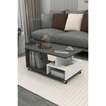 Sultan Tekerli Orta Sehpa 86,5x50 Cm - Antrasit - Beyaz