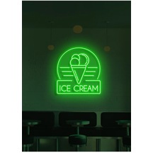 Twins Led Aydınlatma Ice Cream Yazılı Ve Şekilli Neon Tabela Yeşil