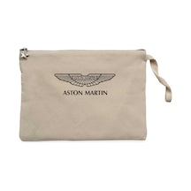 Aston Martin Logo Krem Clutch Astarlı Cüzdan / El Çantası Krem