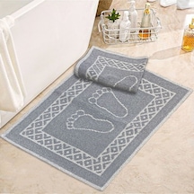 Soffy Gri & Gri 2 Adet 50x70 Cm Banyo Paspası %100 Doğal Pamuk Ayak Paspası Ayak Havlusu Gri