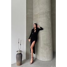 Sandy Elbise Büzgü Detaylı - Siyah Siyah