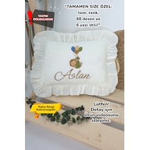 Gros Shop Müslin Yeni Doğan 4katlı Organik %100pamuk Kişiye Özgü Nakışlı Hastane Çıkış Seti-aslan Model Ekru-4