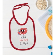 BK Kids Benim Halam Bir Başka Tasarımlı Kırmızı Bebek Mama Önlüğü Kırmızı