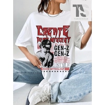 Tarzsokak Coolane Figürlü Ve Sloganlı Grafik Düşük Omuzlu Tişört Beyaz