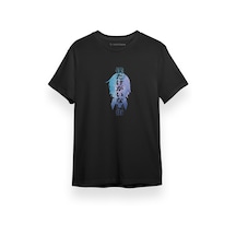 Erased Anime Blue Art Siyah Kısa Kol Erkek Tshirt 001