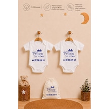 Pia Baby İsme Özel Erkek Bebek Hediye Seti 2'li %100 Pamuk Organik Baskılı Çıtçıtlı Body Zıbın Ve Ham Bez Bebek Kıyafet Kesesi 2033b2k9x Krem