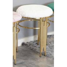 Mim Gold - Beyaz Sütun Yuvarlak Puf Beyaz